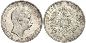 5 Mark Regno di Prussia (1701-1918) Argento Wilhelm II, German Emperor (1859-1941)