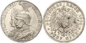 5 Mark Regno di Prussia (1701-1918) Argento Wilhelm II, German Emperor (1859-1941)