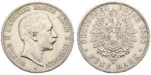 5 Mark Regno di Prussia (1701-1918) Argento Wilhelm II, German Emperor (1859-1941)