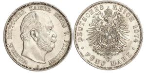 5 Mark Regno di Prussia (1701-1918) Argento Wilhelm I, German Emperor (1797-1888)