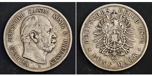 5 Mark Regno di Prussia (1701-1918) Argento Wilhelm I, German Emperor (1797-1888)