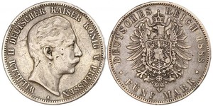 5 Mark Regno di Prussia (1701-1918) Argento Wilhelm II, German Emperor (1859-1941)