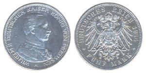 5 Mark Regno di Prussia (1701-1918) Argento Wilhelm II, German Emperor (1859-1941)