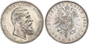 5 Mark Regno di Prussia (1701-1918) Argento Federico III di Germania (1831-1888)