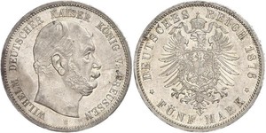5 Mark Regno di Prussia (1701-1918) Argento Wilhelm I, German Emperor (1797-1888)
