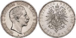 5 Mark Regno di Prussia (1701-1918) Argento Wilhelm II, German Emperor (1859-1941)