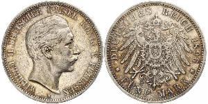 5 Mark Regno di Prussia (1701-1918) Argento Wilhelm II, German Emperor (1859-1941)