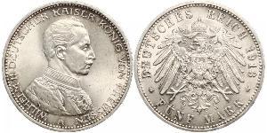 5 Mark Regno di Prussia (1701-1918) Argento Wilhelm II, German Emperor (1859-1941)
