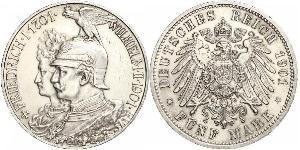 5 Mark Regno di Prussia (1701-1918) Argento Wilhelm II, German Emperor (1859-1941)