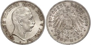 5 Mark Regno di Prussia (1701-1918) Argento Wilhelm II, German Emperor (1859-1941)