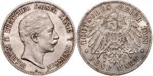 5 Mark Regno di Prussia (1701-1918) Argento Wilhelm II, German Emperor (1859-1941)