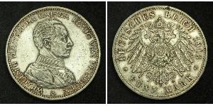 5 Mark Regno di Prussia (1701-1918) Argento Wilhelm II, German Emperor (1859-1941)
