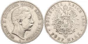 5 Mark Regno di Prussia (1701-1918) Argento Wilhelm II, German Emperor (1859-1941)