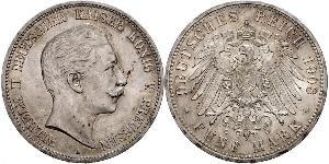 5 Mark Regno di Prussia (1701-1918) Argento Wilhelm II, German Emperor (1859-1941)