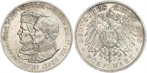 5 Mark Regno di Sassonia (1806 - 1918) Argento Federico Augusto III di Sassonia (1865-1932)