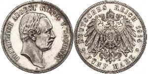 5 Mark Regno di Sassonia (1806 - 1918) Argento Federico Augusto III di Sassonia (1865-1932)
