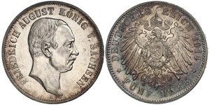 5 Mark Regno di Sassonia (1806 - 1918) Argento Federico Augusto III di Sassonia (1865-1932)