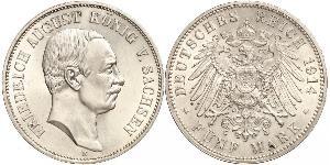 5 Mark Regno di Sassonia (1806 - 1918) Argento Federico Augusto III di Sassonia (1865-1932)