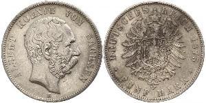 5 Mark Regno di Sassonia (1806 - 1918) Argento Alberto di Sassonia