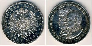 5 Mark Regno di Sassonia (1806 - 1918) Argento Federico Augusto III di Sassonia (1865-1932)
