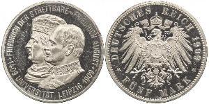 5 Mark Regno di Sassonia (1806 - 1918) Argento Federico Augusto III di Sassonia (1865-1932)