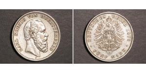 5 Mark Regno di Württemberg (1806-1918) Argento Carlo di Württemberg