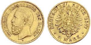 5 Mark Grand Duchy of Baden (1806-1918) Gold Frederick I, Grand Duke of Baden (1826 - 1907)