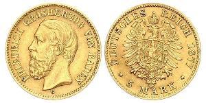 5 Mark Grand Duchy of Baden (1806-1918) Gold Frederick I, Grand Duke of Baden (1826 - 1907)
