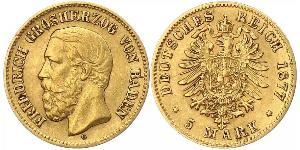 5 Mark Grand Duchy of Baden (1806-1918) Gold Frederick I, Grand Duke of Baden (1826 - 1907)