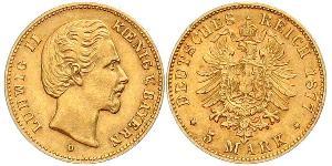 5 Mark Kingdom of Bavaria (1806 - 1918) Gold Ludwig II of Bavaria (1845 – 1886)