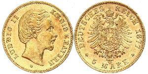 5 Mark Königreich Bayern (1806 - 1918) Gold Ludwig II. (Bayern)(1845 – 1886)