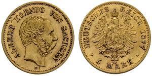 5 Mark Königreich Sachsen (1806 - 1918) Gold 