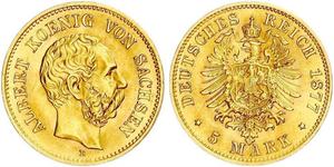 5 Mark Königreich Sachsen (1806 - 1918) Gold 