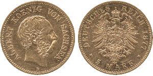 5 Mark Königreich Sachsen (1806 - 1918) Gold 