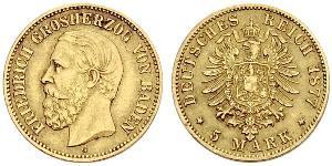 5 Mark Grand-duché de Bade (1806-1918) Or Frédéric Ier de Bade (1826-1907) (1826 - 1907)
