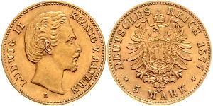5 Mark Royaume de Bavière (1806 - 1918) Or Louis II de Bavière (1845-1886)(1845 – 1886)