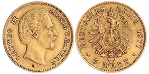 5 Mark Royaume de Bavière (1806 - 1918) Or Louis II de Bavière (1845-1886)(1845 – 1886)