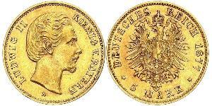 5 Mark Royaume de Bavière (1806 - 1918) Or Louis II de Bavière (1845-1886)(1845 – 1886)