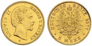 5 Mark Royaume de Bavière (1806 - 1918) Or Louis II de Bavière (1845-1886)(1845 – 1886)