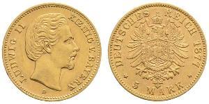 5 Mark Royaume de Bavière (1806 - 1918) Or Louis II de Bavière (1845-1886)(1845 – 1886)