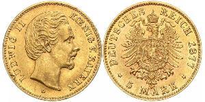 5 Mark Royaume de Bavière (1806 - 1918) Or Louis II de Bavière (1845-1886)(1845 – 1886)