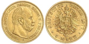 5 Mark Royaume de Prusse (1701-1918) Or Wilhelm I, German Emperor (1797-1888)