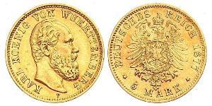 5 Mark Royaume de Wurtemberg (1806-1918) Or Charles Ier de Wurtemberg