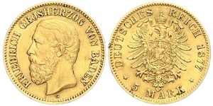 5 Mark Grand Duchy of Baden (1806-1918) Oro Federico I di Baden (1826 - 1907)