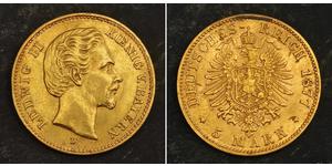 5 Mark Regno di Baviera (1806 - 1918) Oro Ludovico II di Baviera(1845 – 1886)