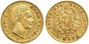 5 Mark Regno di Baviera (1806 - 1918) Oro Ludovico II di Baviera(1845 – 1886)