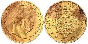 5 Mark Regno di Prussia (1701-1918) Oro Wilhelm I, German Emperor (1797-1888)