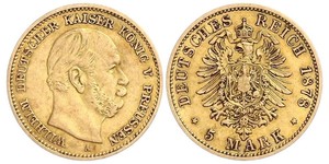 5 Mark Regno di Prussia (1701-1918) Oro Wilhelm I, German Emperor (1797-1888)