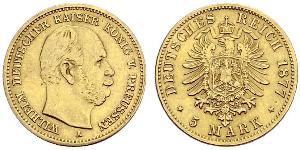 5 Mark Regno di Prussia (1701-1918) Oro Wilhelm I, German Emperor (1797-1888)