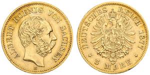 5 Mark Regno di Sassonia (1806 - 1918) Oro 
